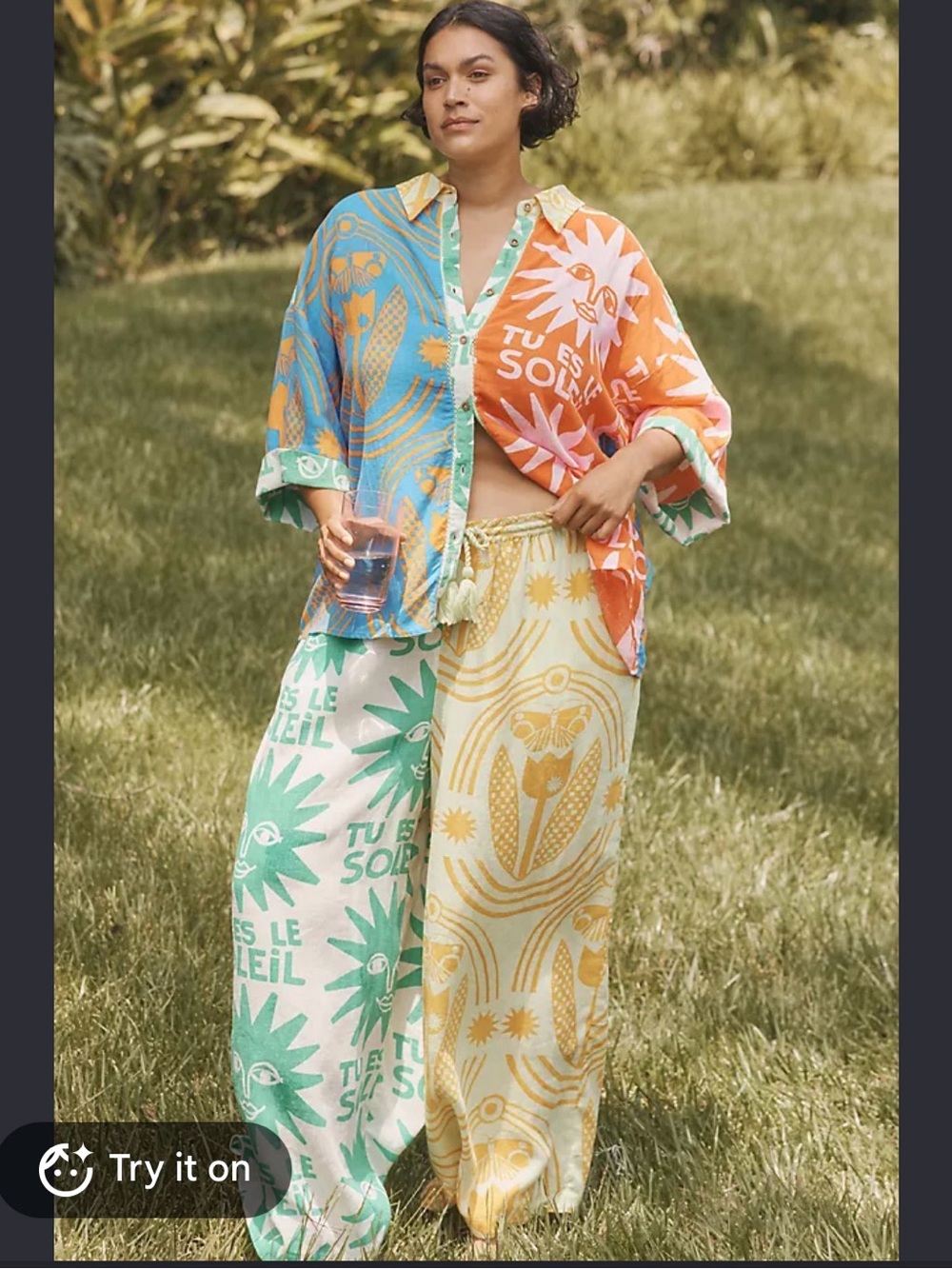 Anthropologie Multicolor Sun-Print Set— Aqua, Yellow & Coral